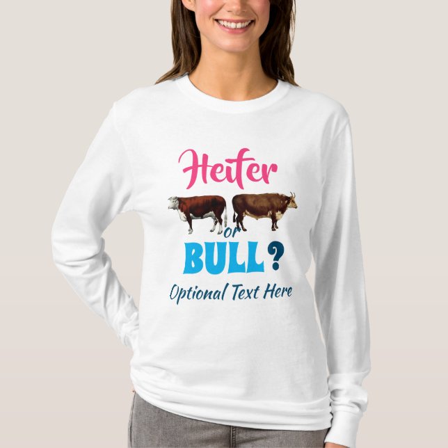 Camiseta Revelación de género de estilo granja Heifer o Bul (Anverso)