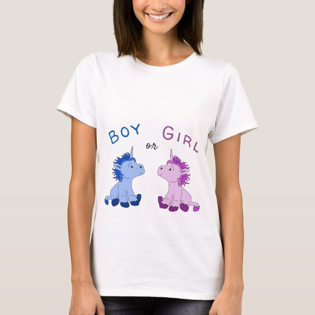 Camiseta Revelación de género de niño o Chica unicornio (Anverso)