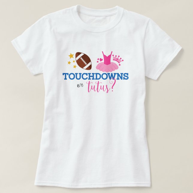 Camiseta Revelación de género rosa azul tutus o retoques (Diseño del anverso)