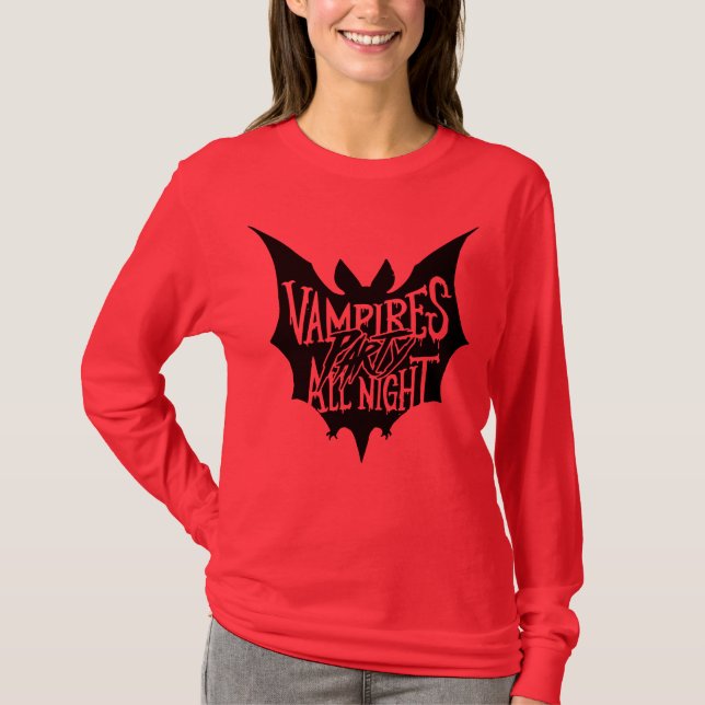 Camiseta Revelería Nocturna: Bash de Halloween de vampiros (Anverso)