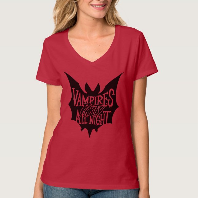 Camiseta Revelería Nocturna: Bash de Halloween de vampiros (Anverso)
