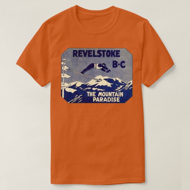 Camiseta Revelstoke BC Ski Mountain Paradise Viaje de Vinta (Diseño del anverso)