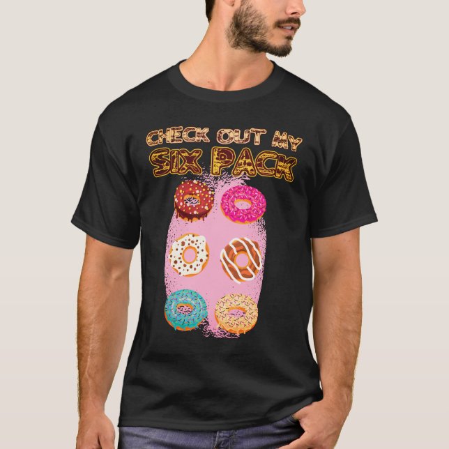 Camiseta Revisa Mi Six Pack - Donas Dulces Ejercicio Abs  (Anverso)