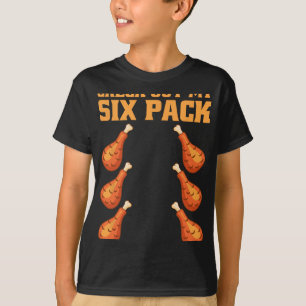 Camiseta Revisa Mi Six Pack Pollo Funny Drumstick Gimnasio 