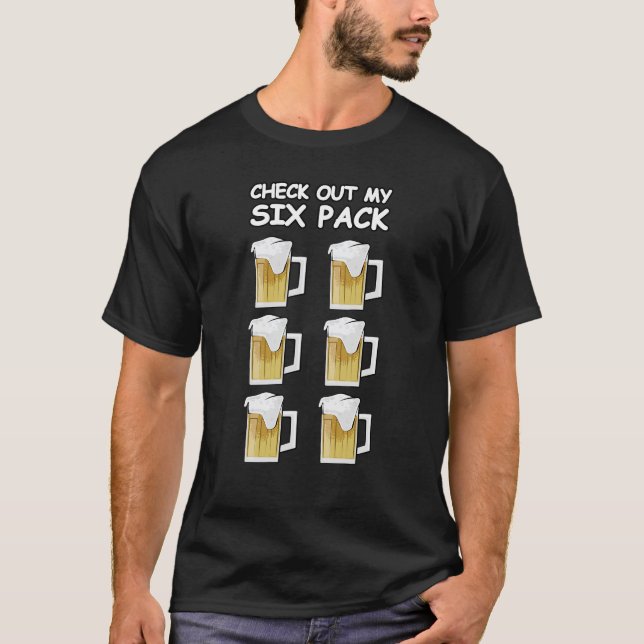 Camiseta Revisa Mi Six Pack - Versión Divertida de Cerveza (Anverso)