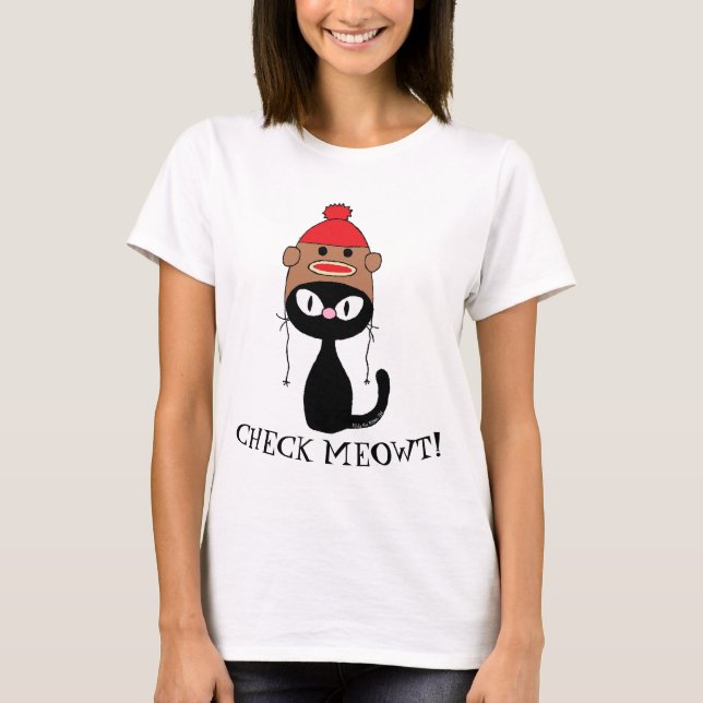 Camiseta ¡REVISAME! Gato Negro Con Sombrero De Mono De Calc (Anverso)