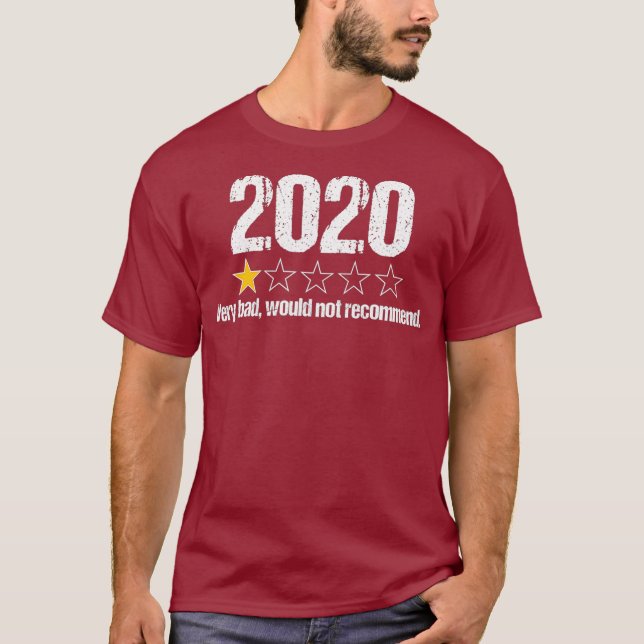 Camiseta Revisión de 2020 Una Estrella Que Califica Muy Mal (Anverso)