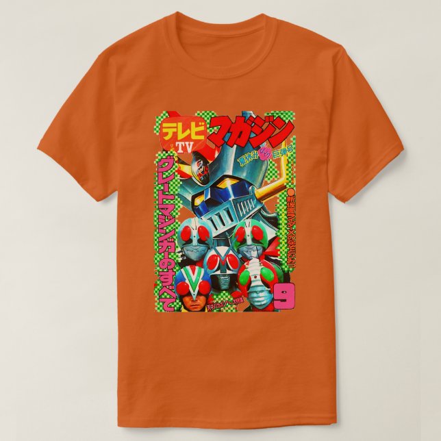 Camiseta Revista de TV Gran Mazinger Kamen Rider de los año (Diseño del anverso)
