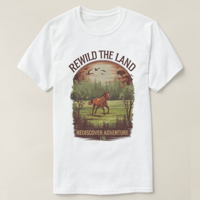 Camiseta Rewild the Land Redescubrir el diseño de la aventu (Diseño del anverso)