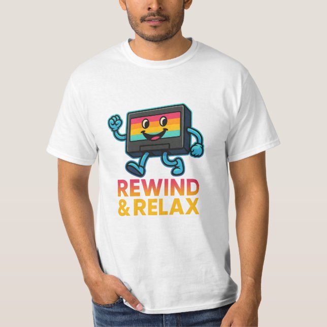 Camiseta Rewind & Relax – Retro VHS Vibes (Anverso)