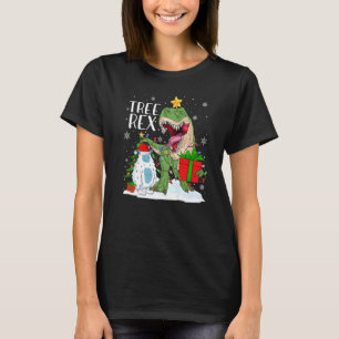 Camiseta Rex de árbol de navidad enciende rex de dinosaurio