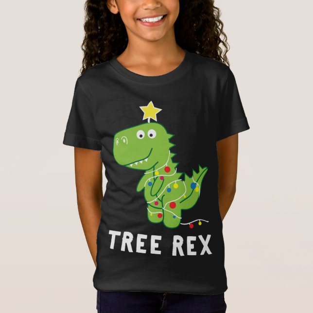 Camiseta Rex de árbol. Paja, Navidades de dinosaurios diver (Anverso)