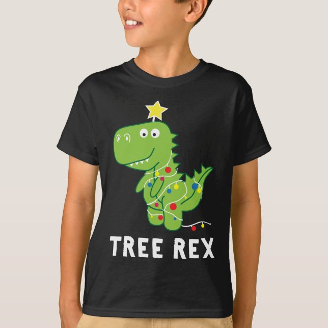 Camiseta Rex de árbol. Paja, Navidades de dinosaurios diver (Anverso)