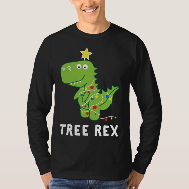 Camiseta Rex de árbol. Paja, Navidades de dinosaurios diver (Anverso)