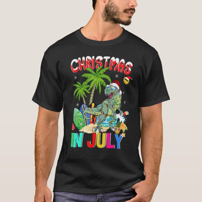 Camiseta Rex De Dinosaurios En Santa Hat Navidades De Gafas (Anverso)