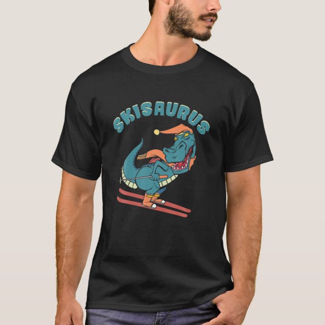 Camiseta Rex De Esquí De Dinosaurio Saurus Con Gorra Y Scar (Anverso)