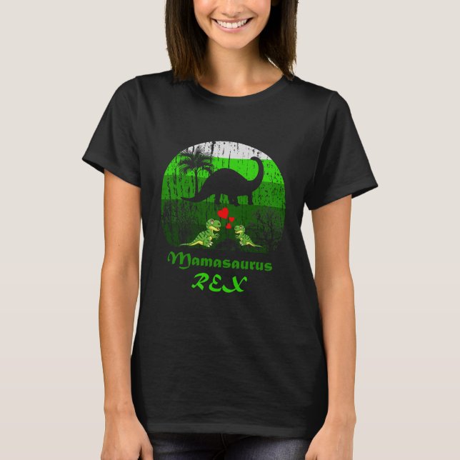 Camiseta Rex de Mamasauro Cute Dos niños Madres de Dinosaur (Anverso)