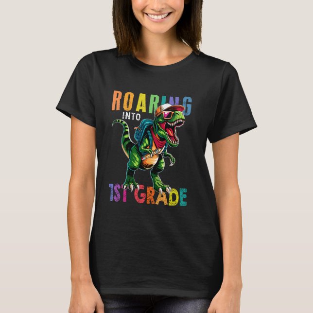 Camiseta Rex de primer grado de vuelta a la escuela de prim (Anverso)