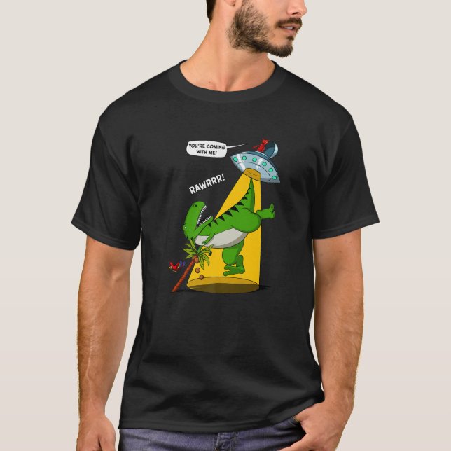 Camiseta Rex Dinosaur Alien Abducción Funny Alienígenas UFO (Anverso)