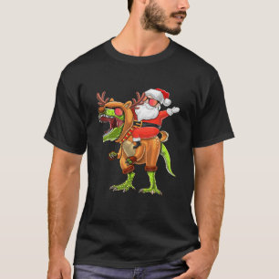 Camiseta Rex Dinosaur Santa Navidades de reno T Rex
