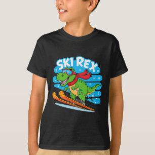Camiseta Rex divertido esquiando Diseño de deportes de invi
