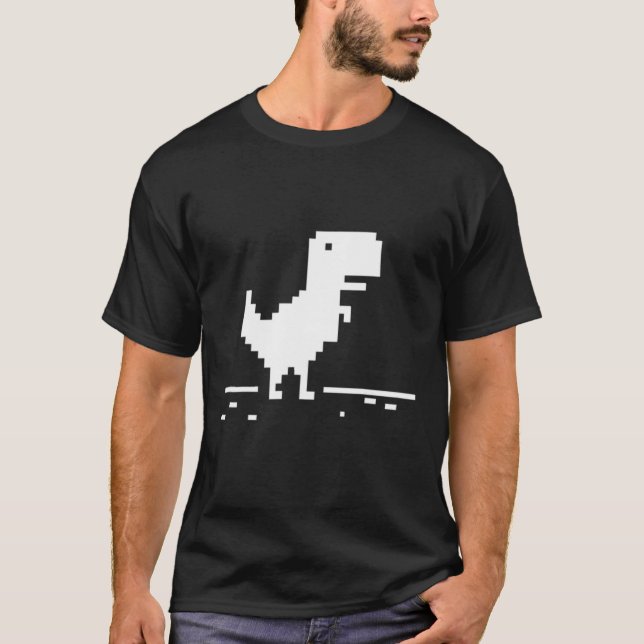 Camiseta Rex Geek Dinosaur Pixel Art No Conexión A Internet (Anverso)