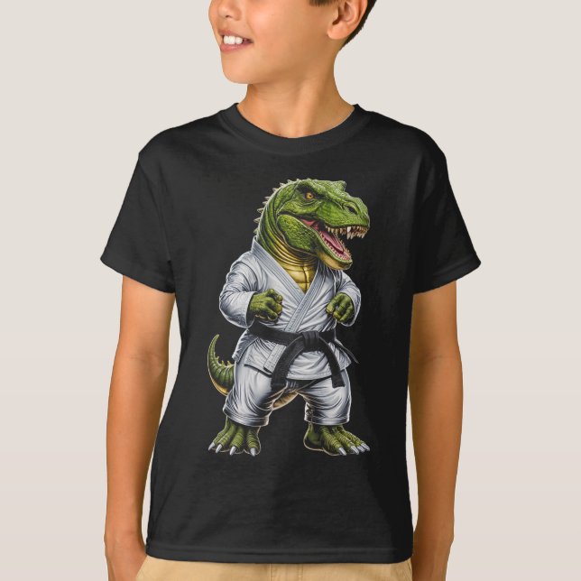Camiseta Rex Martial Arts Dinosaur Karate Judo Bjj Fighter  (Anverso)