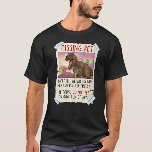Camiseta Rex Missing Mascota Dinosaur (Anverso)