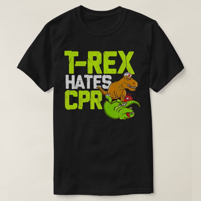 Camiseta Rex odia la RCP Divertida Médica Enfermera Dinosau (Diseño del anverso)