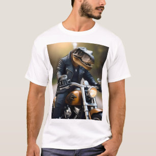 Camiseta **"Rex reactivado: T-Rex en cuero en motocicleta