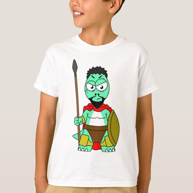 Camiseta Rex Tirano Vestido Como Leónidas. (Anverso)