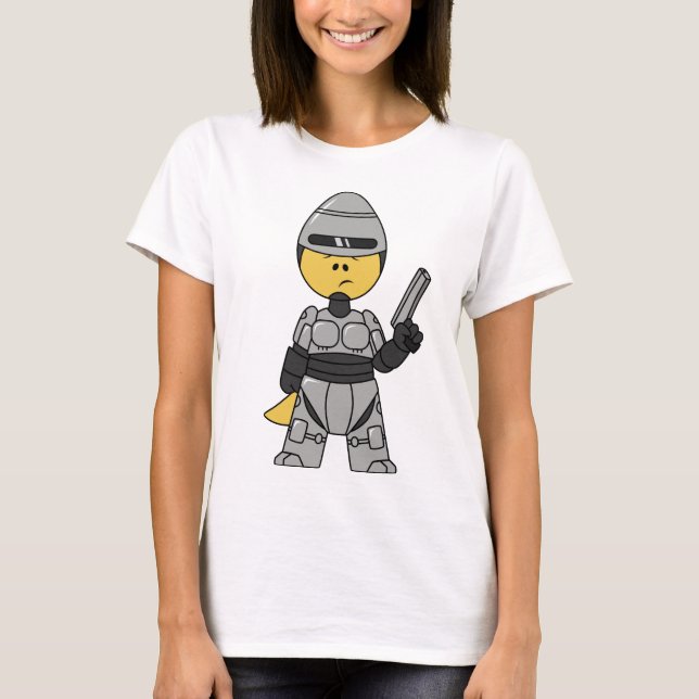 Camiseta Rex Tirano Vestido Como Robocop. (Anverso)