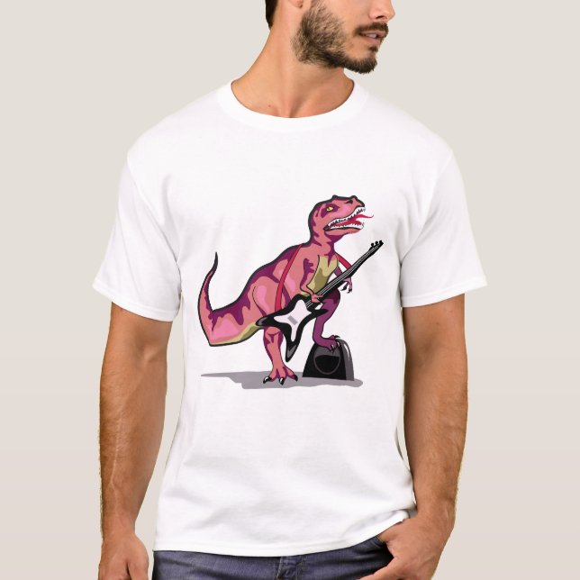 Camiseta Rex Tyrannosaurus Tocando La Guitarra. (Anverso)