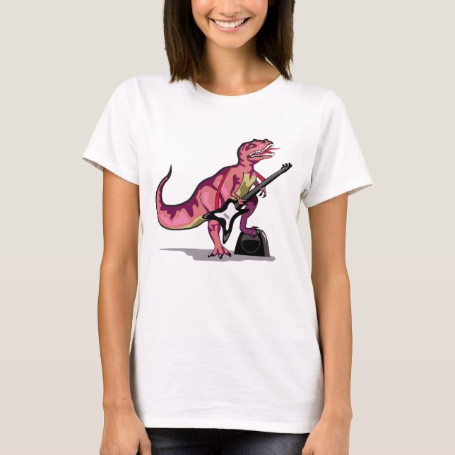 Camiseta Rex Tyrannosaurus Tocando La Guitarra. (Anverso)