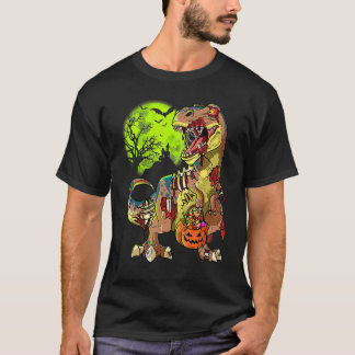 Camiseta Rex Zombie Halloween Niños Calabaza Dinosaurio Re