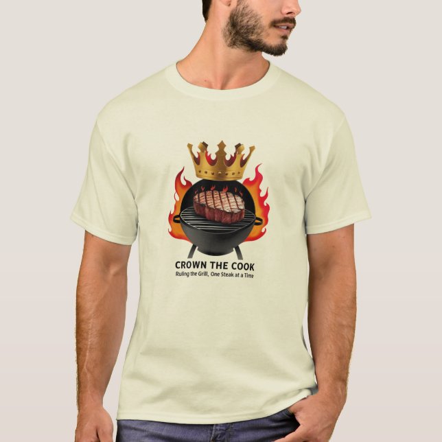 Camiseta Rey barbacoa - Corona al Cocinero, gobierna la par (Anverso)
