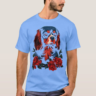 Camiseta Rey Carlos Español con rosas rojas ilustracion 1