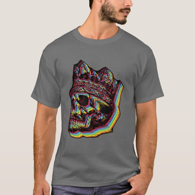 Camiseta Rey Cráneo Glitch (Anverso)