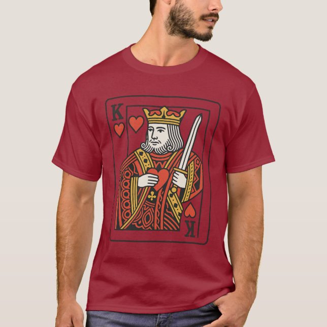 Camiseta Rey de Corazones — Rojo y Oro Regal (Anverso)
