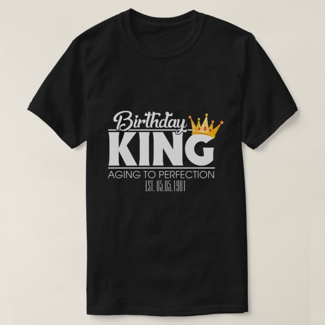Camiseta Rey de cumpleaños personalizado de RD, brigada coi (Diseño del anverso)