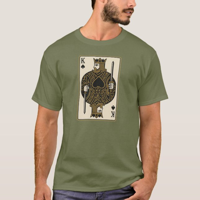 Camiseta Rey de espadas — Negro Regal y Oro (Anverso)