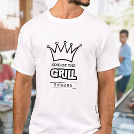 Camiseta Rey de la parrilla, graciosa corona monogramada de