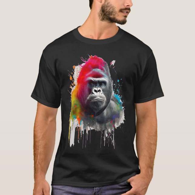 Camiseta Rey de la Selva: Majestuoso Gorila Espalda Platead (Anverso)