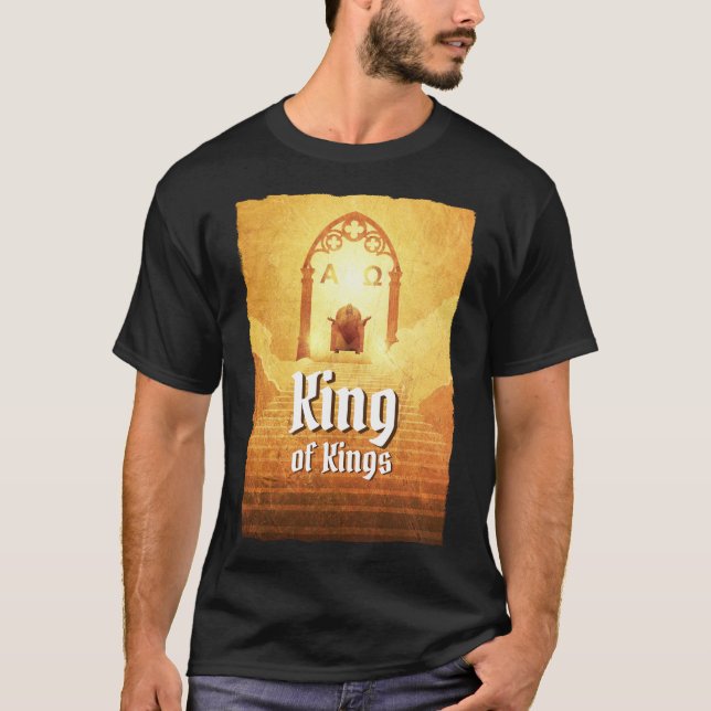 Camiseta Rey De Reyes | Jesucristo en el trono Negro (Anverso)