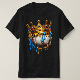 Camiseta Rey del Béisbol con Corona Dorada que Gotea