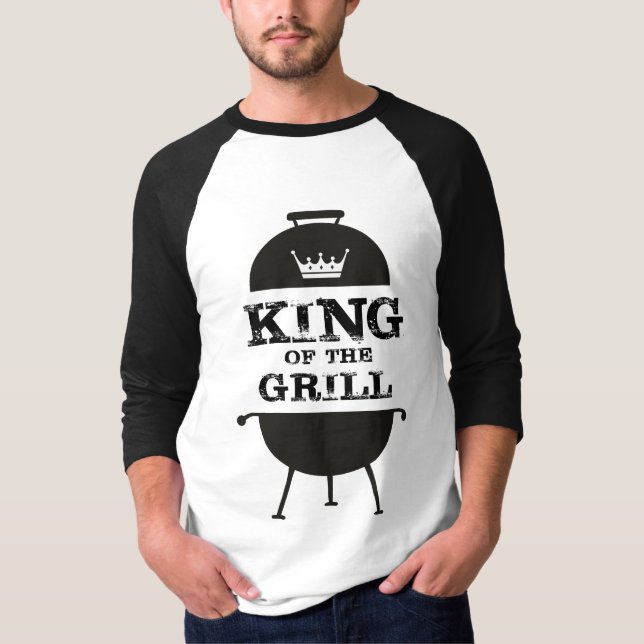 Camiseta Rey Del Grill, Corona Blanca Negra (Anverso)