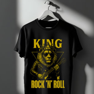 Camiseta Rey del Rock N Roll León con Corona y Guitarra
