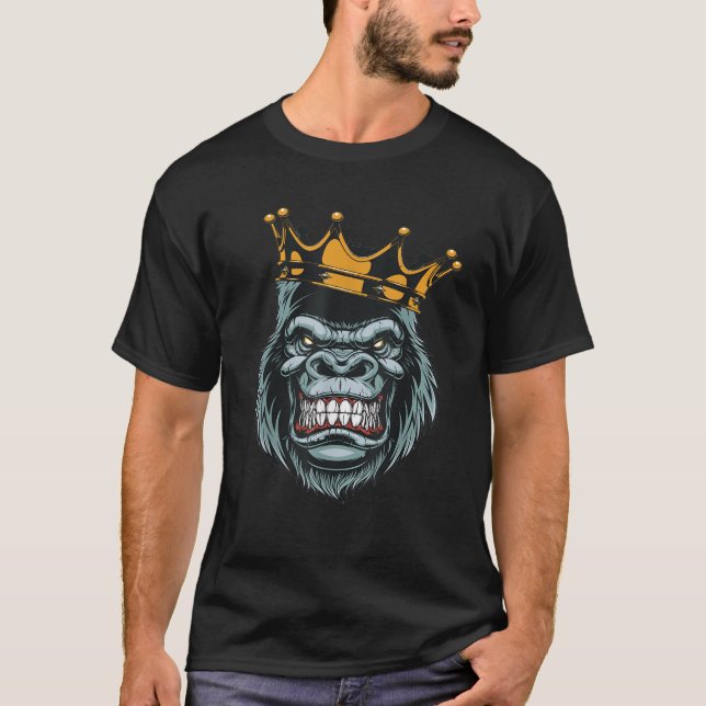 Camiseta Rey Gorila gorila feroz con corona Chris (Anverso)