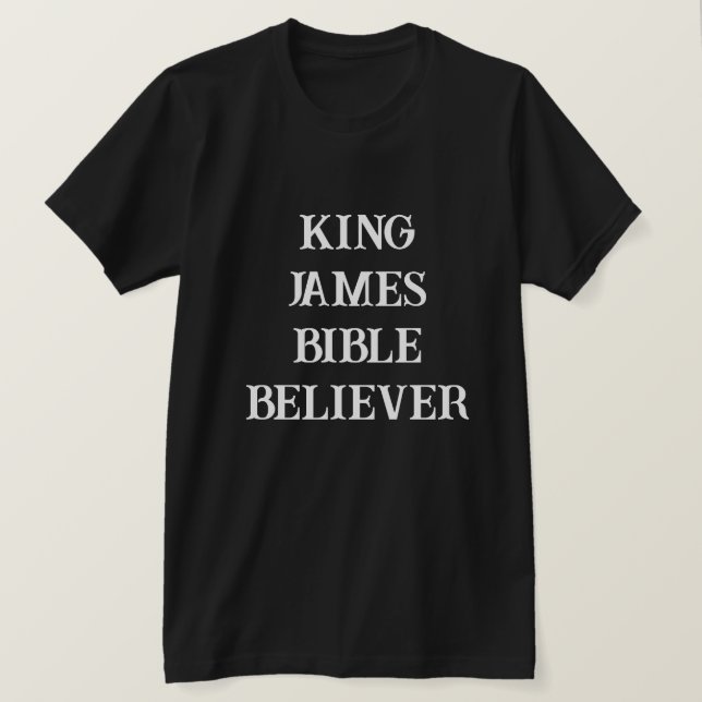 Camiseta Rey James Biblia Creer negro cristiano (Anverso del diseño)