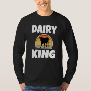 Camiseta Rey Lácteo Granjero De Ganado Ganadería Vaca Retro